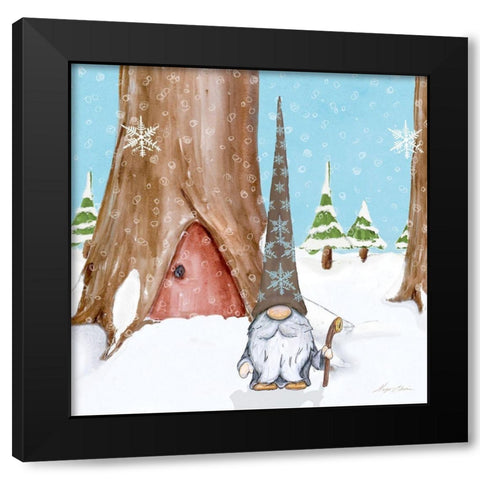Winter Gnome IV Black Modern Wood Framed Art Print with Double Matting by Edwins, Hugo