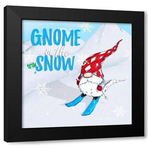 Ski Gnomes I Black Modern Wood Framed Art Print with Double Matting by Edwins, Hugo