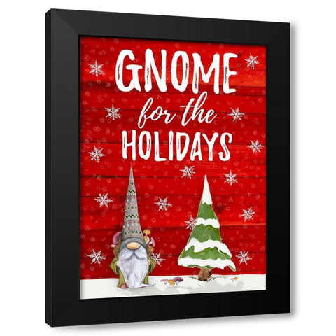 Gnome for the Holidays Black Modern Wood Framed Art Print by Edwins, Hugo