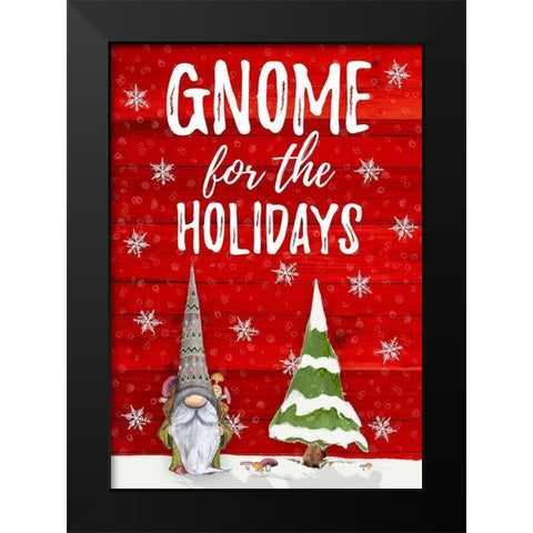 Gnome for the Holidays Black Modern Wood Framed Art Print by Edwins, Hugo
