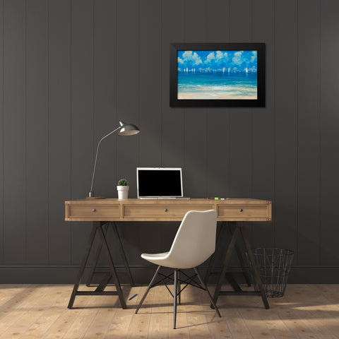 Blue Shores Black Modern Wood Framed Art Print by Meneely, Dan