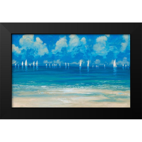 Blue Shores Black Modern Wood Framed Art Print by Meneely, Dan
