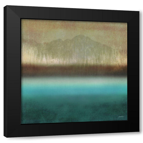 Loon Lake In Teal I Black Modern Wood Framed Art Print with Double Matting by Meneely, Dan