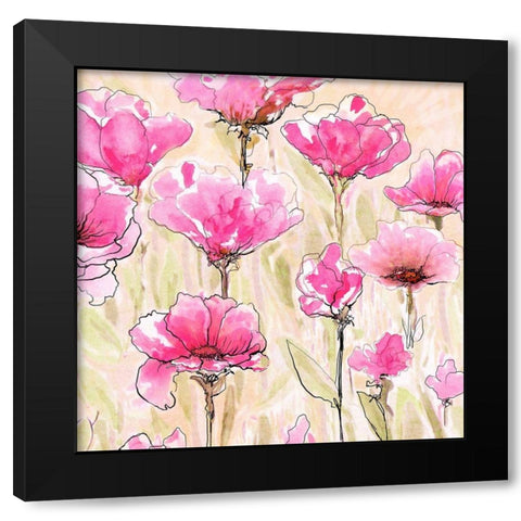 Pink Love I Black Modern Wood Framed Art Print with Double Matting by Diannart