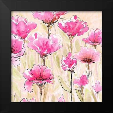 Pink Love I Black Modern Wood Framed Art Print by Diannart