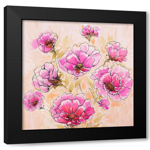 Pink Love II Black Modern Wood Framed Art Print with Double Matting by Diannart