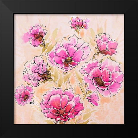 Pink Love II Black Modern Wood Framed Art Print by Diannart