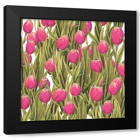 Tulip Symphony II Black Modern Wood Framed Art Print with Double Matting by Diannart