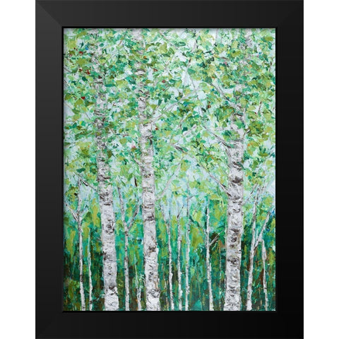 Green Birchwood I Black Modern Wood Framed Art Print by Coolick, Ann Marie