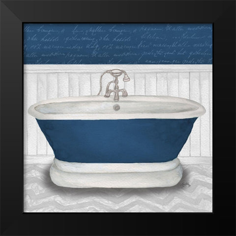 Deep Blue Nautical Bath I Black Modern Wood Framed Art Print by Medley, Elizabeth