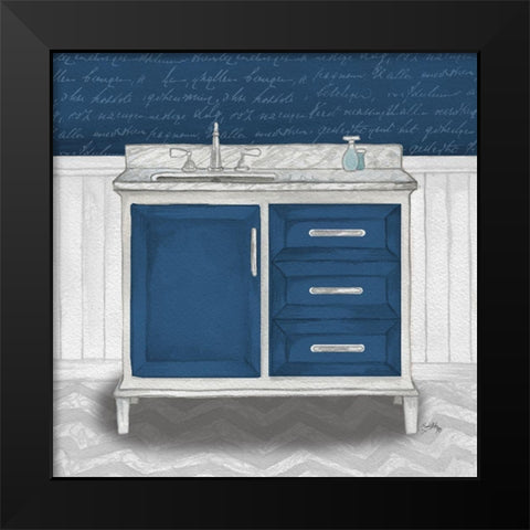 Deep Blue Nautical Bath II Black Modern Wood Framed Art Print by Medley, Elizabeth