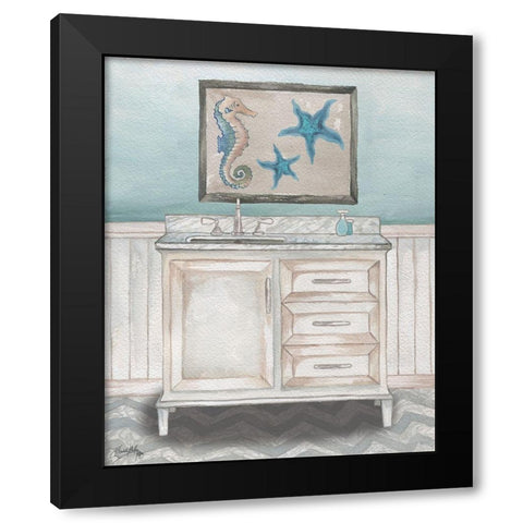 Nautical Bath II Black Modern Wood Framed Art Print with Double Matting by Medley, Elizabeth