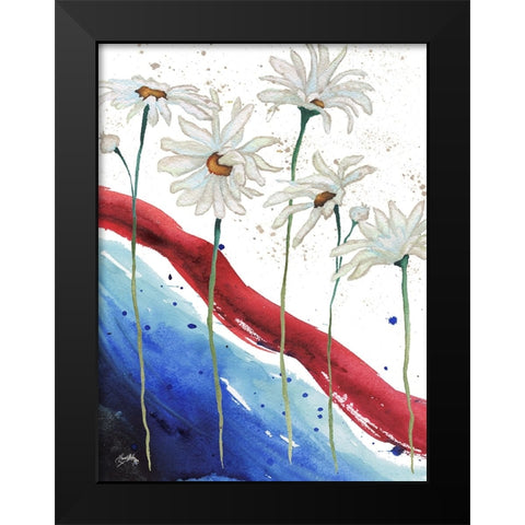 Patriotic Floral III Black Modern Wood Framed Art Print by Medley, Elizabeth