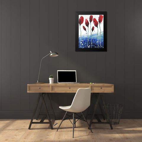 Patriotic Floral I Black Modern Wood Framed Art Print by Medley, Elizabeth