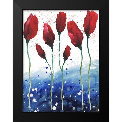 Patriotic Floral I Black Modern Wood Framed Art Print by Medley, Elizabeth