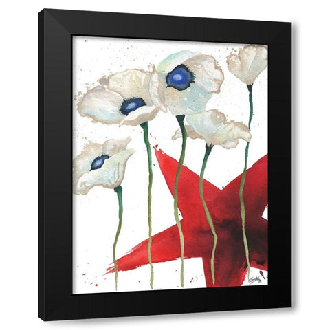 Patriotic Floral IV Black Modern Wood Framed Art Print with Double Matting by Medley, Elizabeth