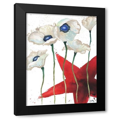 Patriotic Floral IV Black Modern Wood Framed Art Print by Medley, Elizabeth