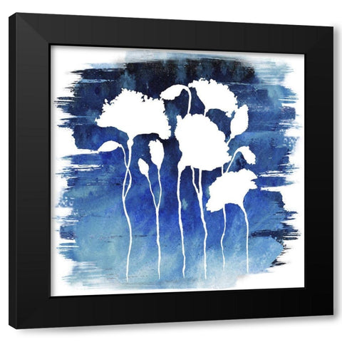 Florals on Blue Hue II Black Modern Wood Framed Art Print with Double Matting by Medley, Elizabeth