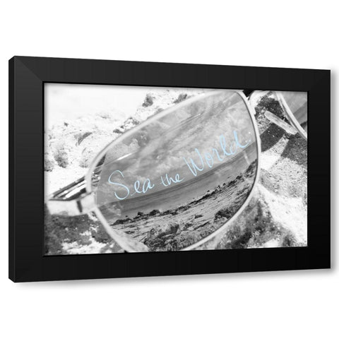 Sea the World Black Modern Wood Framed Art Print with Double Matting by ODell, Debbie