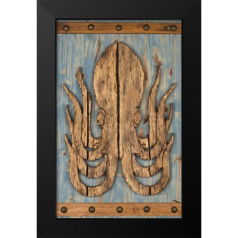 Driftwood Octopus Black Modern Wood Framed Art Print by Edwins, Hugo