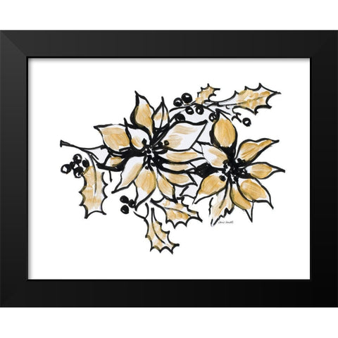 Poinsettias with Gold II Black Modern Wood Framed Art Print by Loreth, Lanie