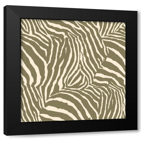 Cream Zebra Print Black Modern Wood Framed Art Print by Pinto, Patricia