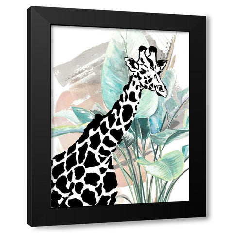 Tropical Giraffe Black Modern Wood Framed Art Print by Pinto, Patricia
