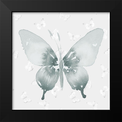 Grey Watercolor Butterflies II Black Modern Wood Framed Art Print by Loreth, Lanie