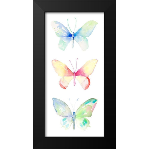 Watercolor Butterflies Panel II Black Modern Wood Framed Art Print by Loreth, Lanie