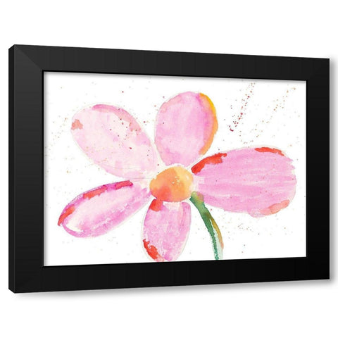 Bubbly Pink Daisy Black Modern Wood Framed Art Print by Bryant, Susan