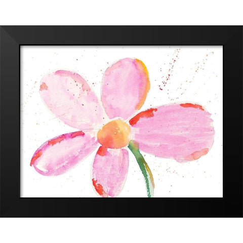 Bubbly Pink Daisy Black Modern Wood Framed Art Print by Bryant, Susan