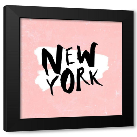 New York Black Modern Wood Framed Art Print with Double Matting by SD Graphics Studio