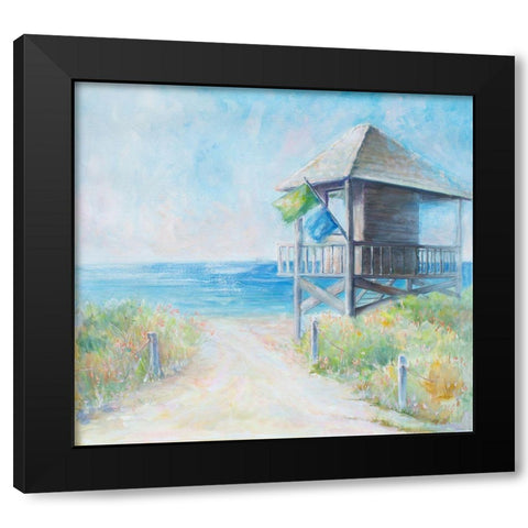 Beach Lookout Black Modern Wood Framed Art Print by Diannart