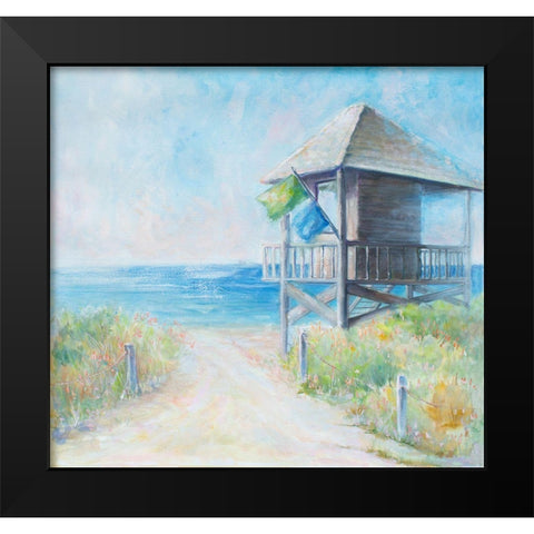 Beach Lookout Black Modern Wood Framed Art Print by Diannart