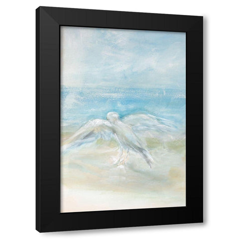 Flying Seagull Black Modern Wood Framed Art Print with Double Matting by Diannart