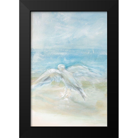 Flying Seagull Black Modern Wood Framed Art Print by Diannart