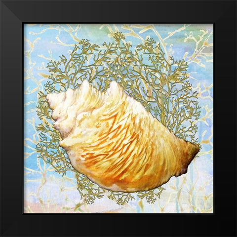 Shell Medley IV Black Modern Wood Framed Art Print by Diannart