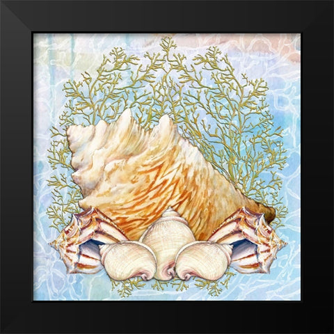 Shell Medley VI Black Modern Wood Framed Art Print by Diannart