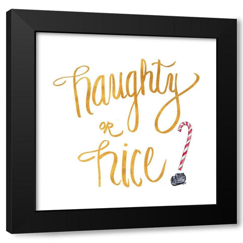 Naughty or Nice Black Modern Wood Framed Art Print by SD Graphics Studio