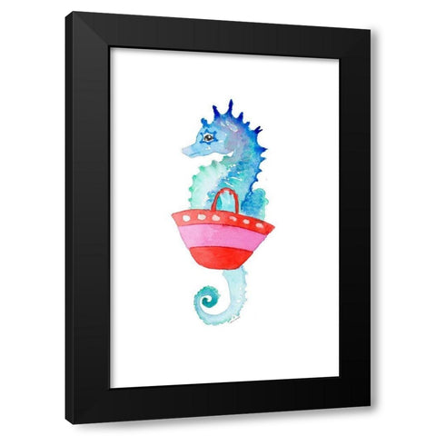 Grab Your Beach Bag I Black Modern Wood Framed Art Print by Loreth, Lanie