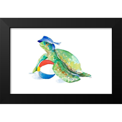 Beach Ball Turtle Black Modern Wood Framed Art Print by Loreth, Lanie