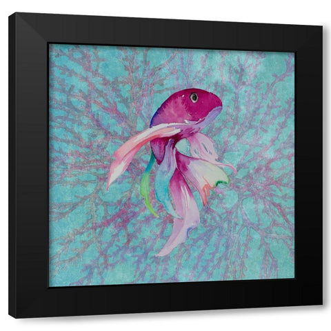 Fish On Coral I Black Modern Wood Framed Art Print by Loreth, Lanie