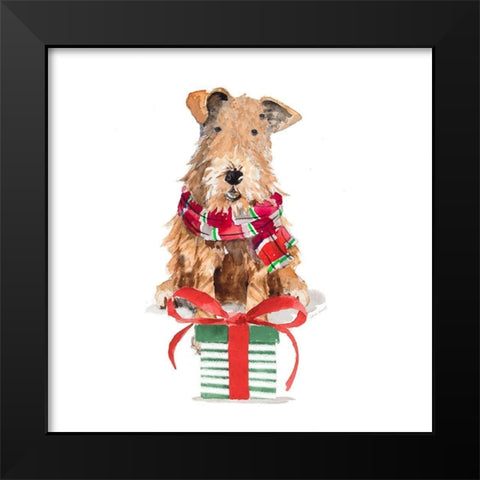 Christmas Airedale Terrier Black Modern Wood Framed Art Print by Loreth, Lanie
