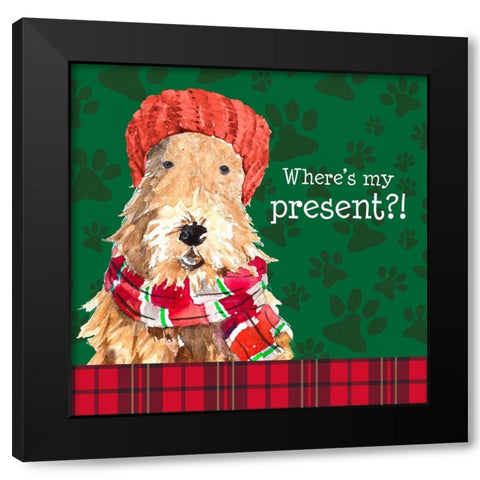Christmas Puppy I Black Modern Wood Framed Art Print with Double Matting by Loreth, Lanie