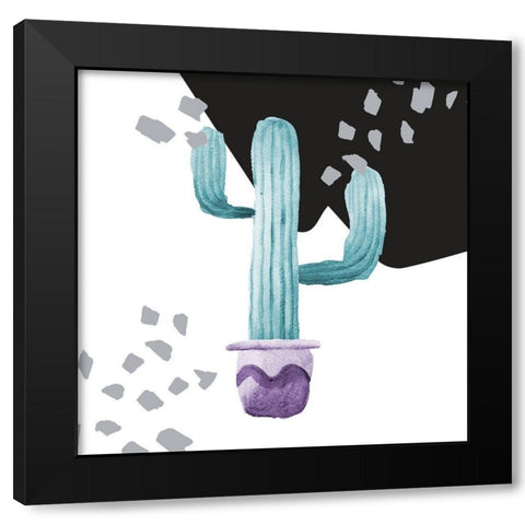 Cactus Decor I Black Modern Wood Framed Art Print with Double Matting by SD Graphics Studio