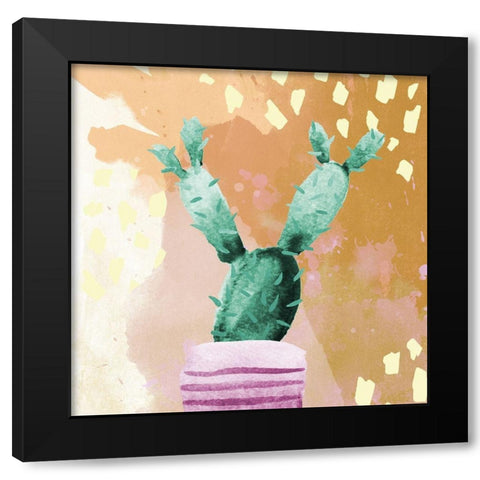 Cactus Party I Black Modern Wood Framed Art Print with Double Matting by SD Graphics Studio