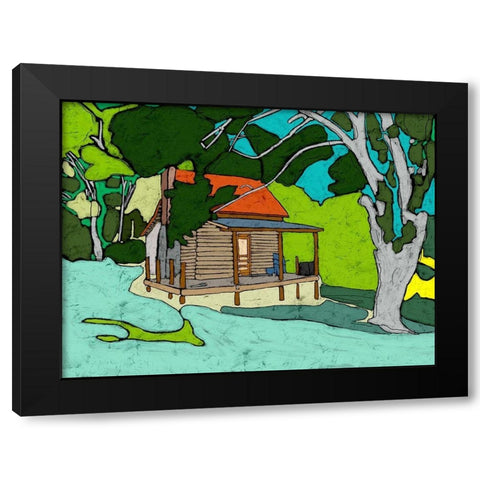 Cabin in the Woods Black Modern Wood Framed Art Print with Double Matting by Mabat, Ynon