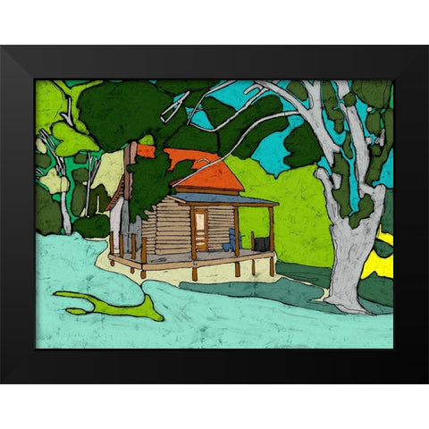 Cabin in the Woods Black Modern Wood Framed Art Print by Mabat, Ynon