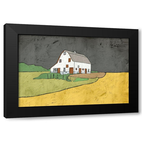 White Barn Black Modern Wood Framed Art Print by Mabat, Ynon