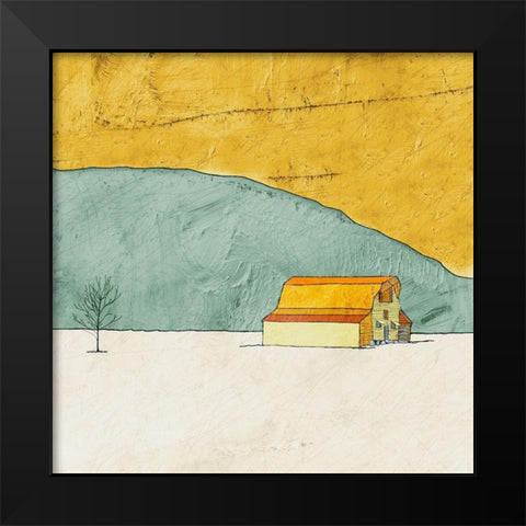 Teal and Yellow Barn Black Modern Wood Framed Art Print by Mabat, Ynon